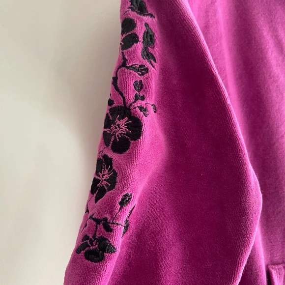 Forever 21 Girls 3/4 Length Sleeve Fuchsia and Black Hoodie - Size 5/6 - Picture 8 of 9